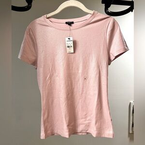 NWT. Womens Express pink shimmer fitted tee. Sz M